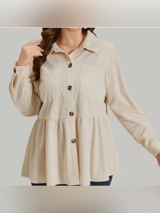 BloomChic Tops - BloomChic Cream Button-Front Peplum Blouse